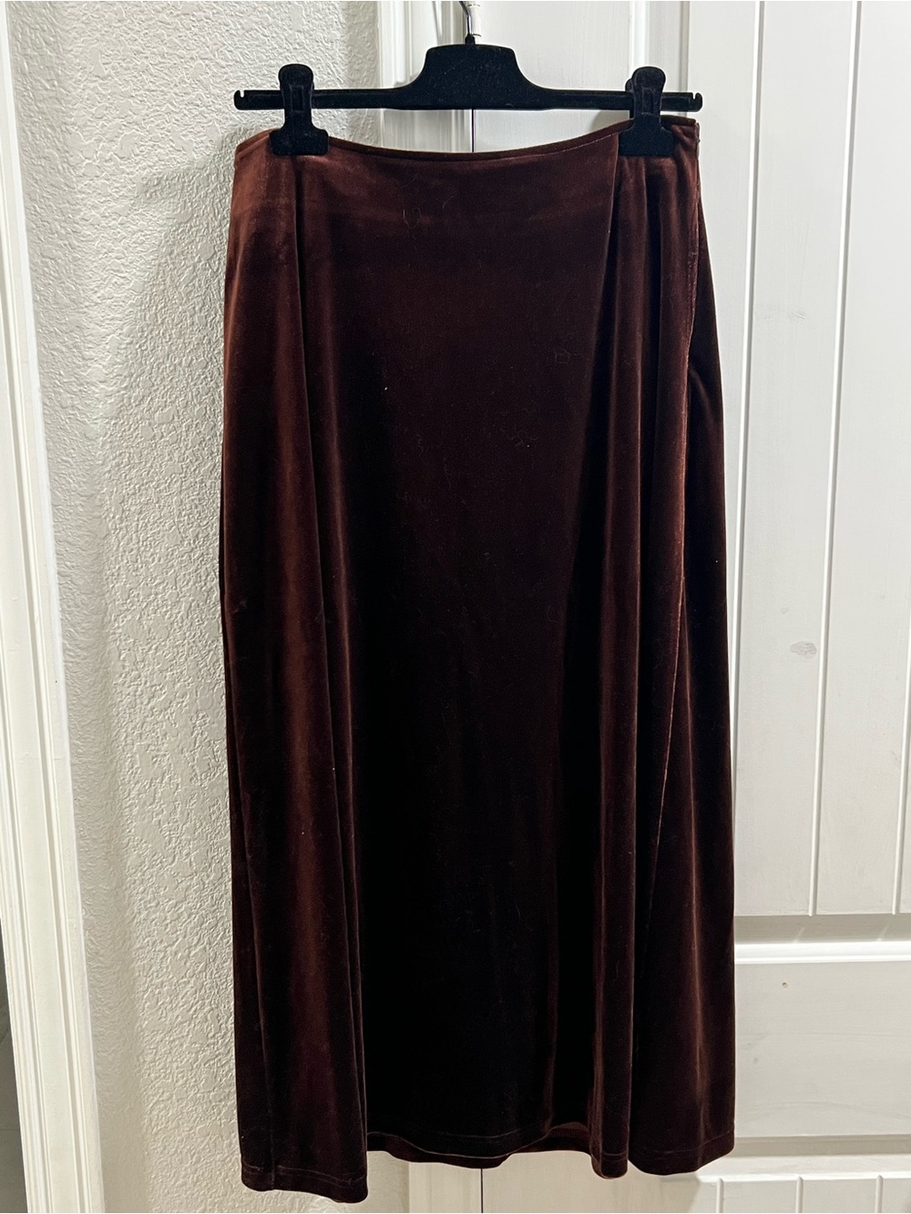Commense Chocolate Brown Velvet Maxi Skirt